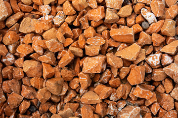 Gravel texture - brown stones - large fraction gravel. Garden, Decoration, Industry