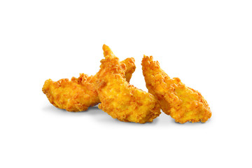 fried chicken wings on white background