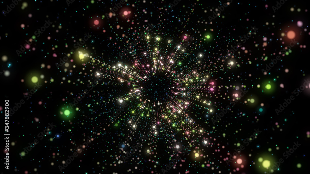 Poster Abstract Line Elements Speed Of Light Concept Explosion  Illustration. Starburst Dynamic Rays Sparkling With Deep Energy Texture Background.