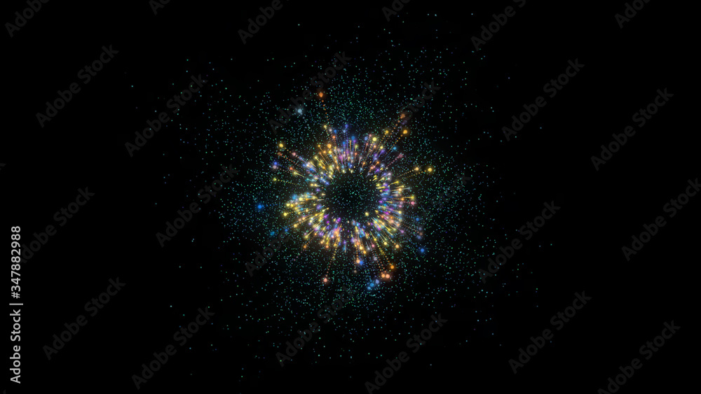 Fototapete Abstract Line Elements Speed Of Light Concept Explosion  Illustration. Starburst Dynamic Rays Sparkling With Deep Energy Texture Background.
