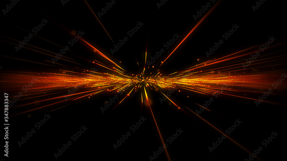 Aufkleber twisted glowing strip line fiber trails explosion element illustration. particle wave turbulence hig