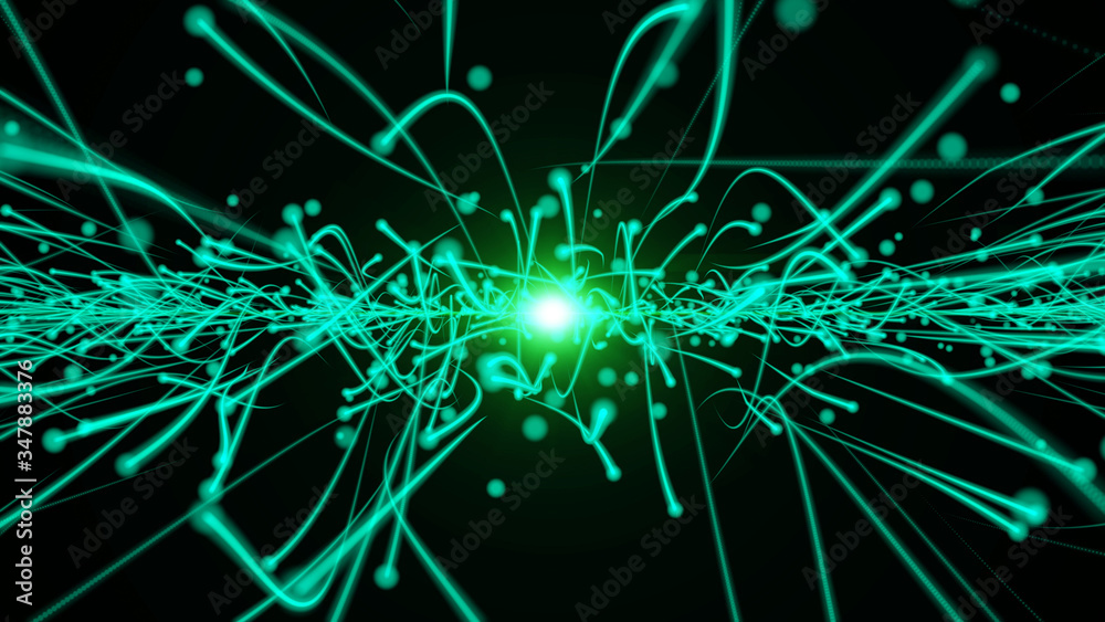 Poster Stripe Line Explode Into Empty Space Illustration Background. Beautiful Dynamic Futuristic Shape For Infographic Poster Design.