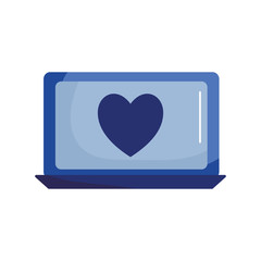 laptop with heart flat style icon vector design