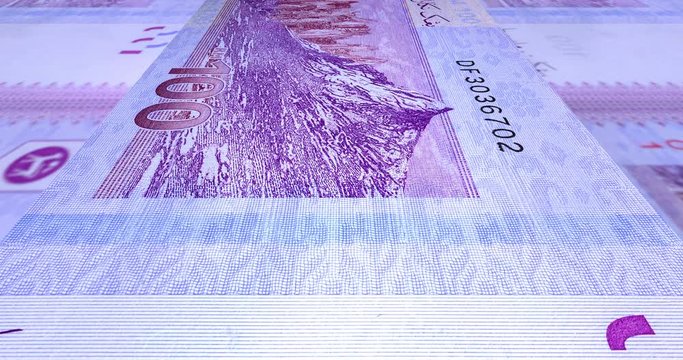 Detailed macro capture of brand new RM 100 with sequential number. Macro shot from the back of Malaysian money with the picture of Mount Kinabalu. 3d effect footage over one hundred Ringgit Malaysia. 