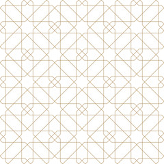 Seamless arabic geometric ornament in brown color.Fine lines.