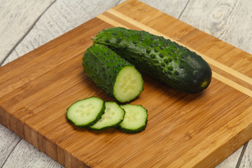 Ripe fresh green two cucumbers