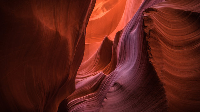 The wave into Lower Antelope Canyon, Arizona, US. In the heart of Lower Antelope Calyon