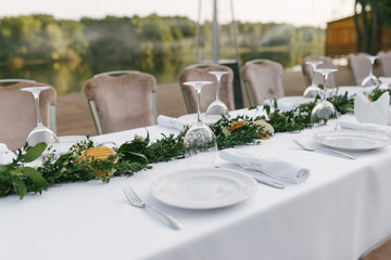 Gala dinner on the open veranda by the river