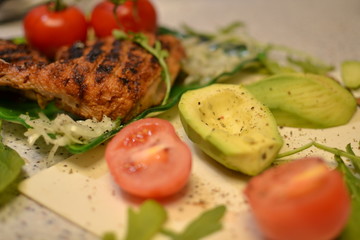 grilled meat with vegetables