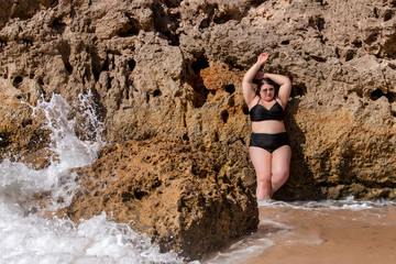 woman with black bikini