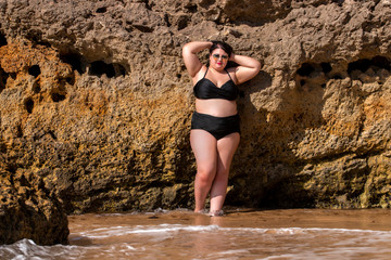 woman with black bikini