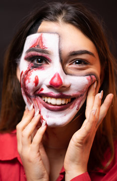 Portrait Of A Smiling Clown Lady