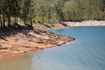 shoreline of the Castelo do Bode lake, Central Portugal. A man made lake with a hydro electric dam....
