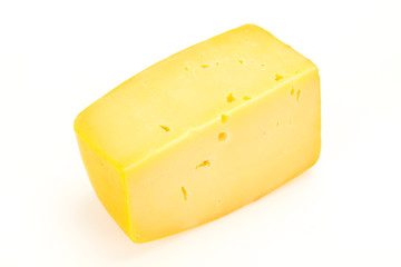 Hard yellow tasty cheese brick