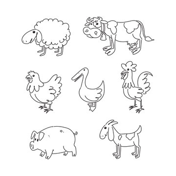 Farm animal cartoon drawing