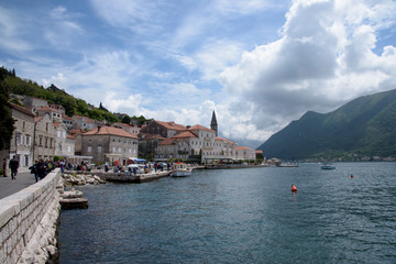 Fototapeta na wymiar Perast, small town, in the bay of Kotor in the Adriatic, Montenegro, Europe.