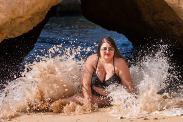 woman with black bikini