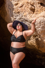 woman with black bikini