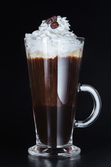 Coffee close-up on a black background