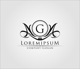 Letter G Luxury Boutique Logo, Heraldic Vintage Badge Design.