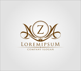 Letter Z Luxury Boutique Logo, Heraldic Vintage Badge Design.