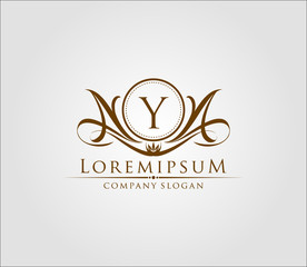 Letter Y Luxury Boutique Logo, Heraldic Vintage Badge Design.