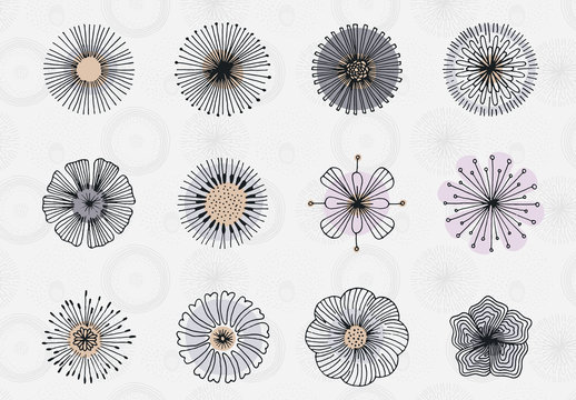 Abstract Flowers and Patterns Art Kit
