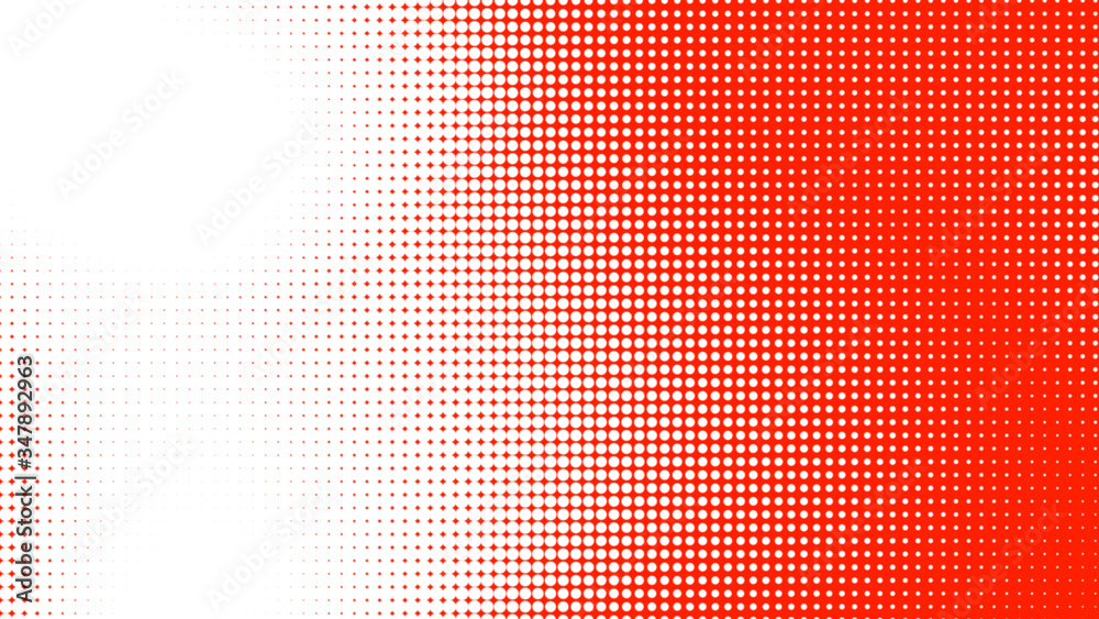 Poster dots halftone red white color pattern gradient texture with technology digital background. dots pop 