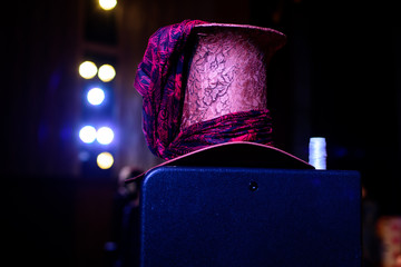 Purple hat on the theatre stage