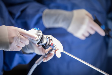 Endoscopic surgical equipment in surgery room