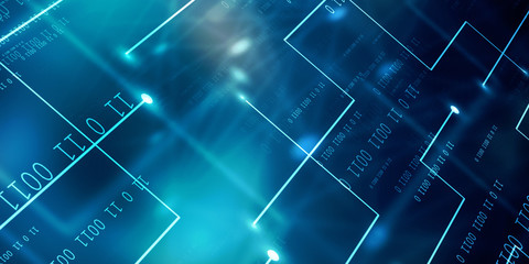 Obraz premium 2d illustration abstract digital binary data on computer screen