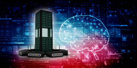 3d rendering Transmitter WiFi with database
