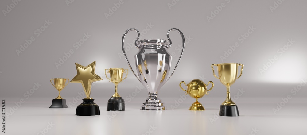 Canvas Prints trophy award on gold background. 3d rendering.