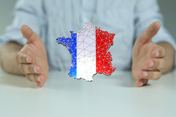 3d Digital France map country  illustration