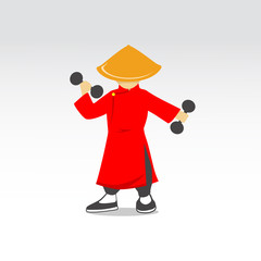 Fitness Kung fu mascot and cartoon. 