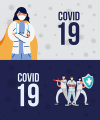 professional doctors staff fighting with covid19