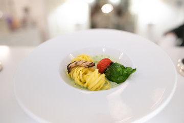 photo of a luxury artistic dish in a restaurant