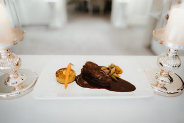 photo of a luxury artistic dish in a restaurant