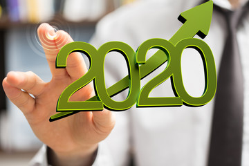 business year 2020 up goals and  success illustration