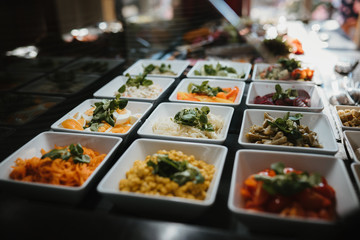 photo of an open buffet small plates