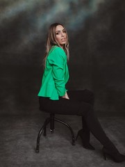 Beautiful, glamourous caucasian blonde girl posing in studio on isolated background. Style, trends,...