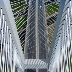 Aerial view of Most Redzinski bridge over Oder river in Wroclaw, Poland.