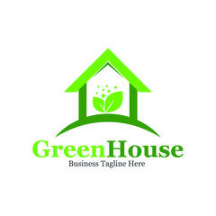 Green House Logo Real Estate Vector Icon Design