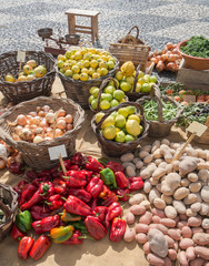 vegetables on market stall