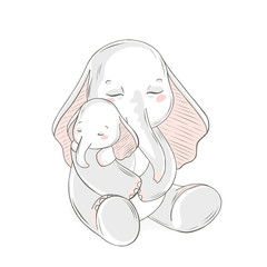 Animal family character. Vector illustration. Mom and baby. Happy mother day. Mom I love you.