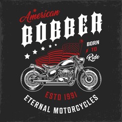 American bobber motorcycle vintage label - obrazy, fototapety, plakaty