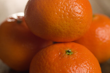 Fresh clementine oranges close up shot