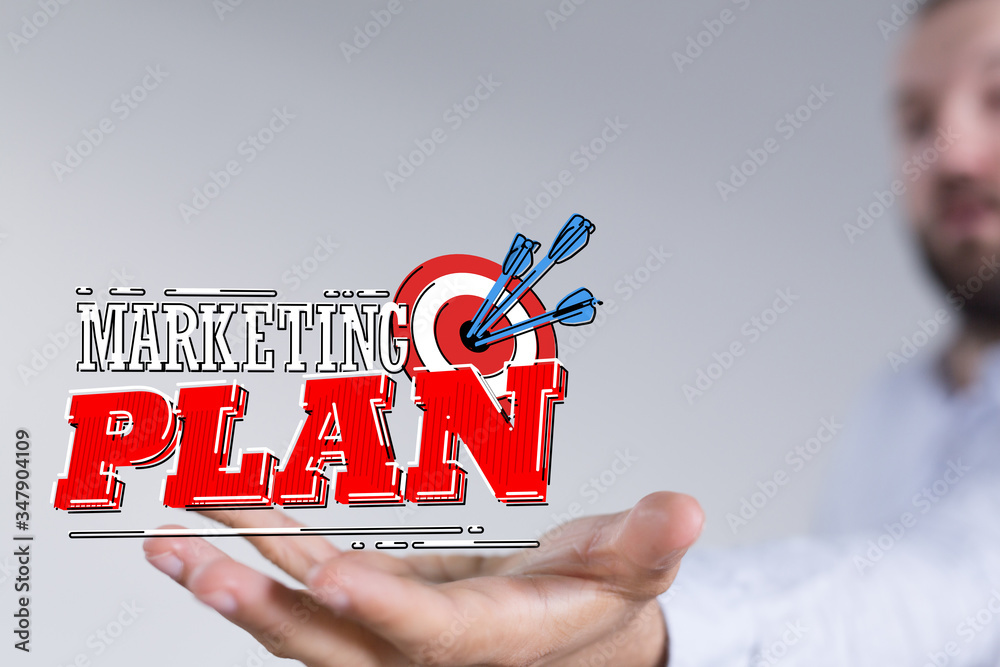 Poster marketing and communication success concept dart.