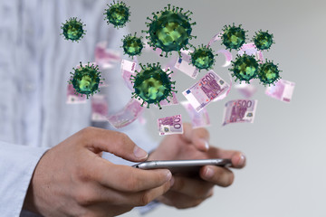 Financial stock graph has down from virus corona outbreak..