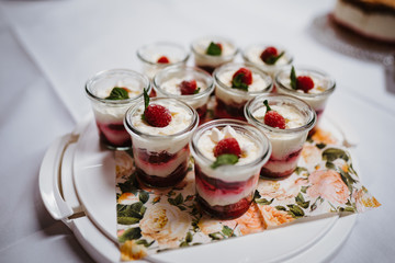 photo of small strawberry dessert in cups